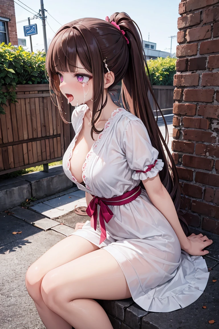 (1girl:1.3), (photorealistic:1.4), (masterpiece, top quality, best quality, official art), extreme detailed, highest detailed, (ultra-detailed), cinematic light,  contemporary, 
 24 years old,(( slender face)), silky long hair, (brown hair), 
narrow waist, ((entangled tentacles )), ((small breasts,cleavage)), (((tentacles in :1.5 )))
beautiful face, perfect face, highly detailed beautiful face,
she Walking at the station, in evening, 
shirt, long skirt, 
from above, Close up of lower body, (((open legs))), open knee, (open ),
shy, blush, 
rainy,erect ,having sex, raped, being violated ,unsteady gaze,torn clothes ,Being raped , anxious, embarrassed ,open knee, stuck in , fetal position, (((entangled tentacles in :1.5 ))),((love juice dripping ))