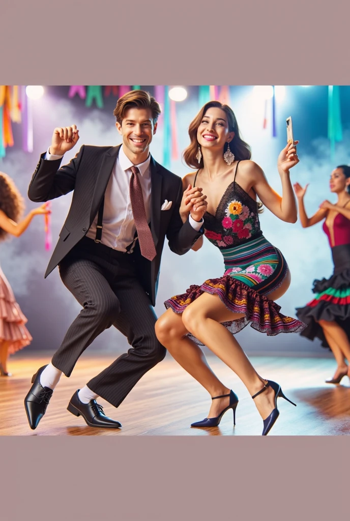 Hombre venezolano bailando con un estadounidense