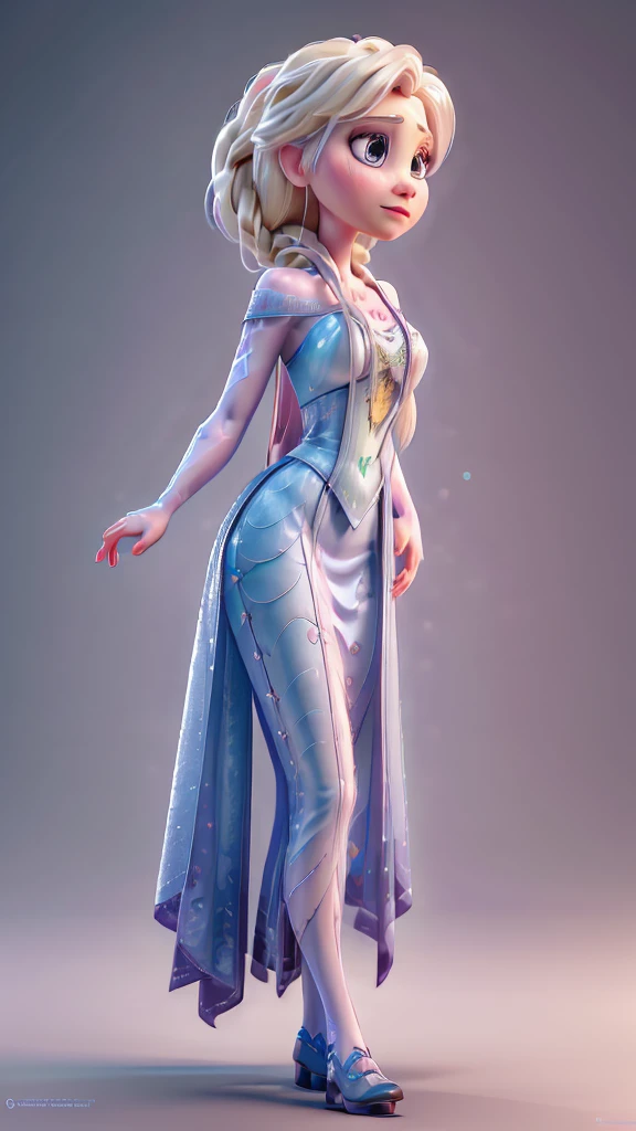 Generate an realistic image of Elsa from Frozen, real character Frozen elsa, dressed in modern fashion for a New Year's . HDR 8K texture dress, visual render Elsa, Elsa should be wearing a red, delicate long dress , along with a New Year's santa hat. The dress should be stylish and suitable for a princess. New Year's dress with real feathers and tassels, huge breasts