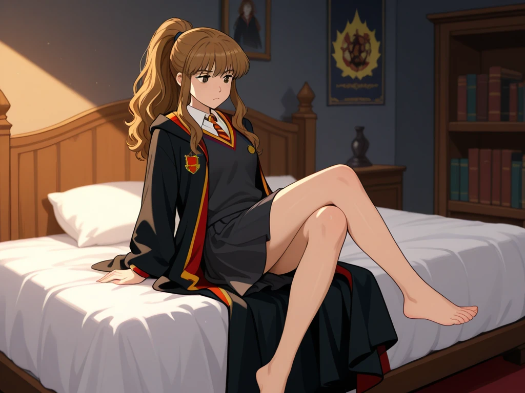 Masterpiece, hiquality ,Dynamic Angle, Cowboy shot, 12yo, 1girl, child, 独奏, Hermione Granger, School White Shirt, wet shirt, Highly Detailed Beautiful Face and Eyes, Beautiful skin, Wet, blushful, sperm, sperm on face, Perfect anatomical smile, bed room, bright sunlight, thights, wide thighs, spreading legs, Athletic hips, Erotica, Sex, pussy, (Heart eyes), trembling, Sits, armchair