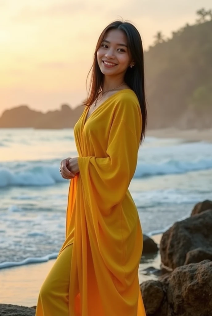 A Pakistani old big boobs women in yellow sea throw transparent kameez and boobs nipples visible and she suck a tung of young