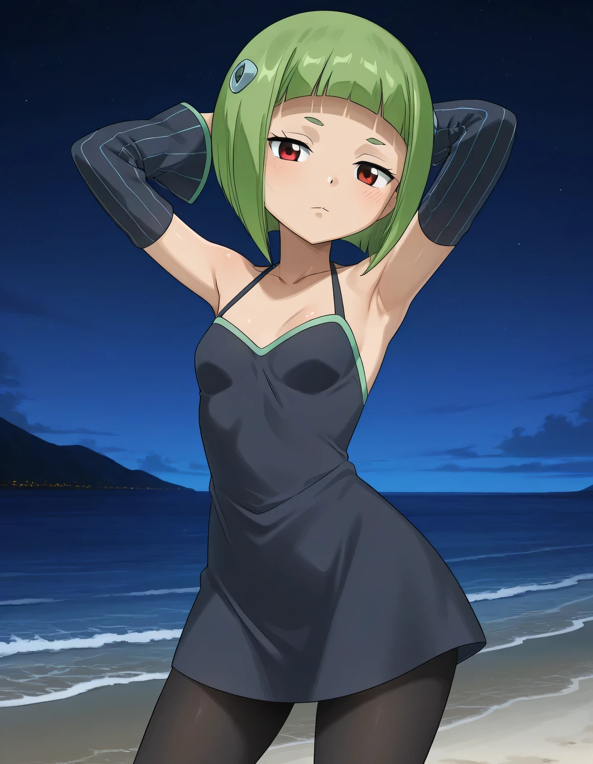 detailed face, detailed eyes, angle hollandais, des mains parfaites, de face, 1fille, adolescent, Jeune fille, Jeune fille, 15 ans, Small Breasts1fille, Adulte, femelle mature, Seins gros nsfw, nu, avatar (series), Série Avatar CHAR-F Toph Beifong par Shurik, (cheveux bruns:1.2), , complexe (Vert:1.5) robe de bal, , (gants longs à volants, cuissardes en dentelle, talons hauts:1.15), (chignons:1.3), embarrassed, larmes, session, agitant, sur une plage enneigée
