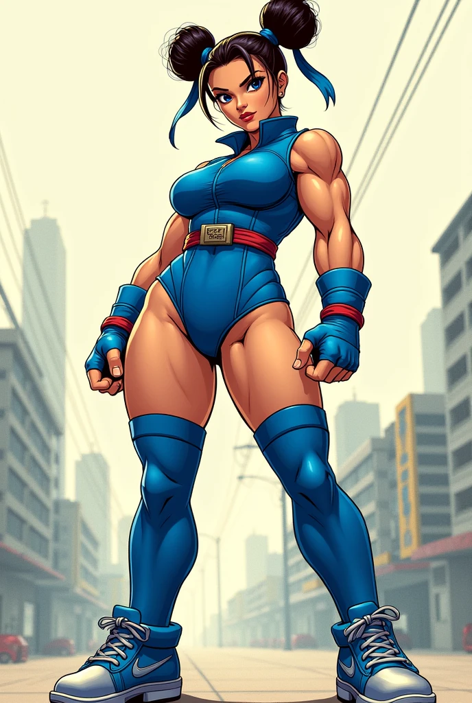 (masterpiece, best quality), intricate details, 1sologirl Cammy White from Street Fighter (standing full body toe to head by wooden pole:1.2) iron collar, arms behind back, iron cuffs, shackles, bound, bondage outfit, harness, o-ring, bondage outfit blindfolded cover eyes, closed mouth happy red cheeks, chain leash collar choker neck bell shackles wristbands bracers bracelets, cleave gag