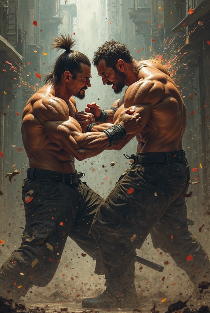 Two men getting in a brutal fight