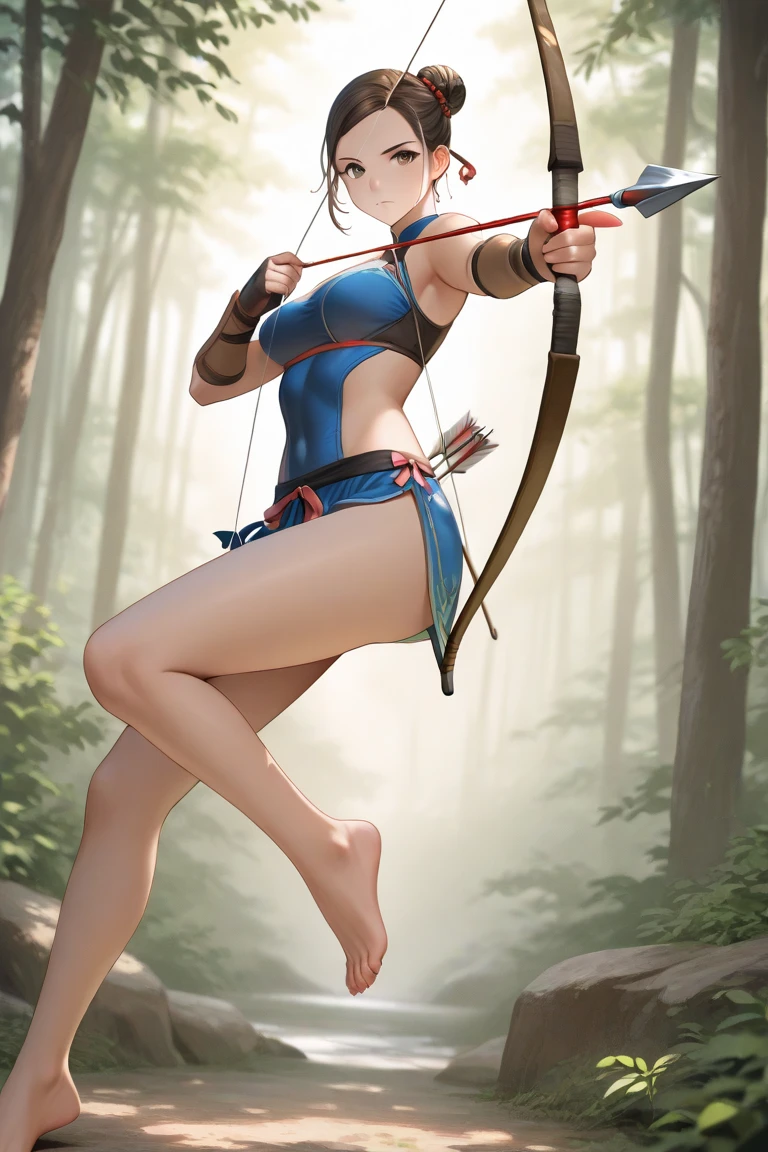 Ancient wind,White lace translucent panties,white stockings,open waist,Green bra,Armed with a bow and arrow,The thigh was hit by a bow and arrow,White panties stained red with blood,Kneel on the grass with open legs,She was soaked in a basin of water,The body is soaked,bathing,Forced to get drunk