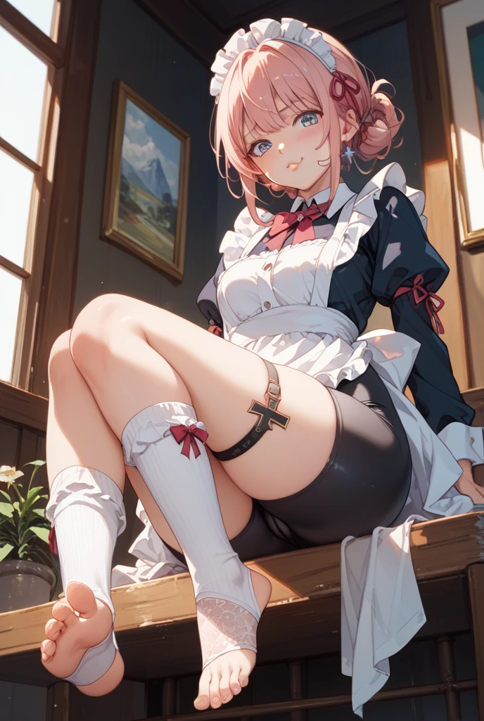 (squatting:1.3), (looking back:1.3),
BREAK
(indoors,dark prison,stone construction:1.3),
(broken room,abandoned building:1.4), BREAK
1girl, solo,
ultra-detailed, absurdres, highres, clothes reflecting light, cinematic lighting, BREAK
(lace panties,white panties,lace-trimmed,frills:1.4), wearing panties, BREAK
(peeing self:1.4), (dripping urine:1.4),
A lot of urine is overflowing from her crotch,
((wet panties,urine_stain))
(urine:1.3), (peeing:1.3), BREAK
(constricted pupils:1.3), (((surprised,horrified,scared))), drooling, (saliva trail):1.3, (streaming tears,crying):1.3, (open mouth):1.2, wide-eyed,
BREAK
(Nadia Rayne,pink hair,twintails,pom_pom_hair_ornament,hair ribbons,hairclip,very long hair:1.3), BREAK
(Nadia Rayne,pink dress,ruffled skirt,frills,detached sleeves:1.3), plaid skirt, belt, blue neckwear, bare shoulders, BREAK
(black thighhighs,wearing brown boots:1.3), lace-up boots,