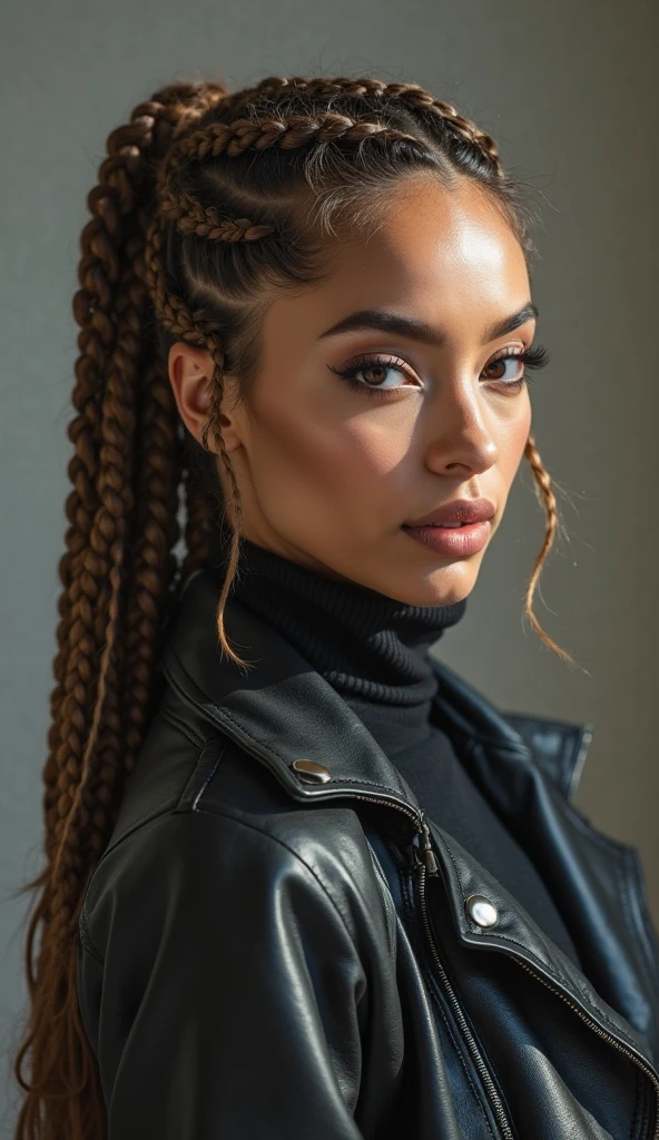 znd,braid hair,(close-up),beach,(wearing parka),sunrise,dof,volumetric lighting,masterpiece,extremely detailed,cinematic