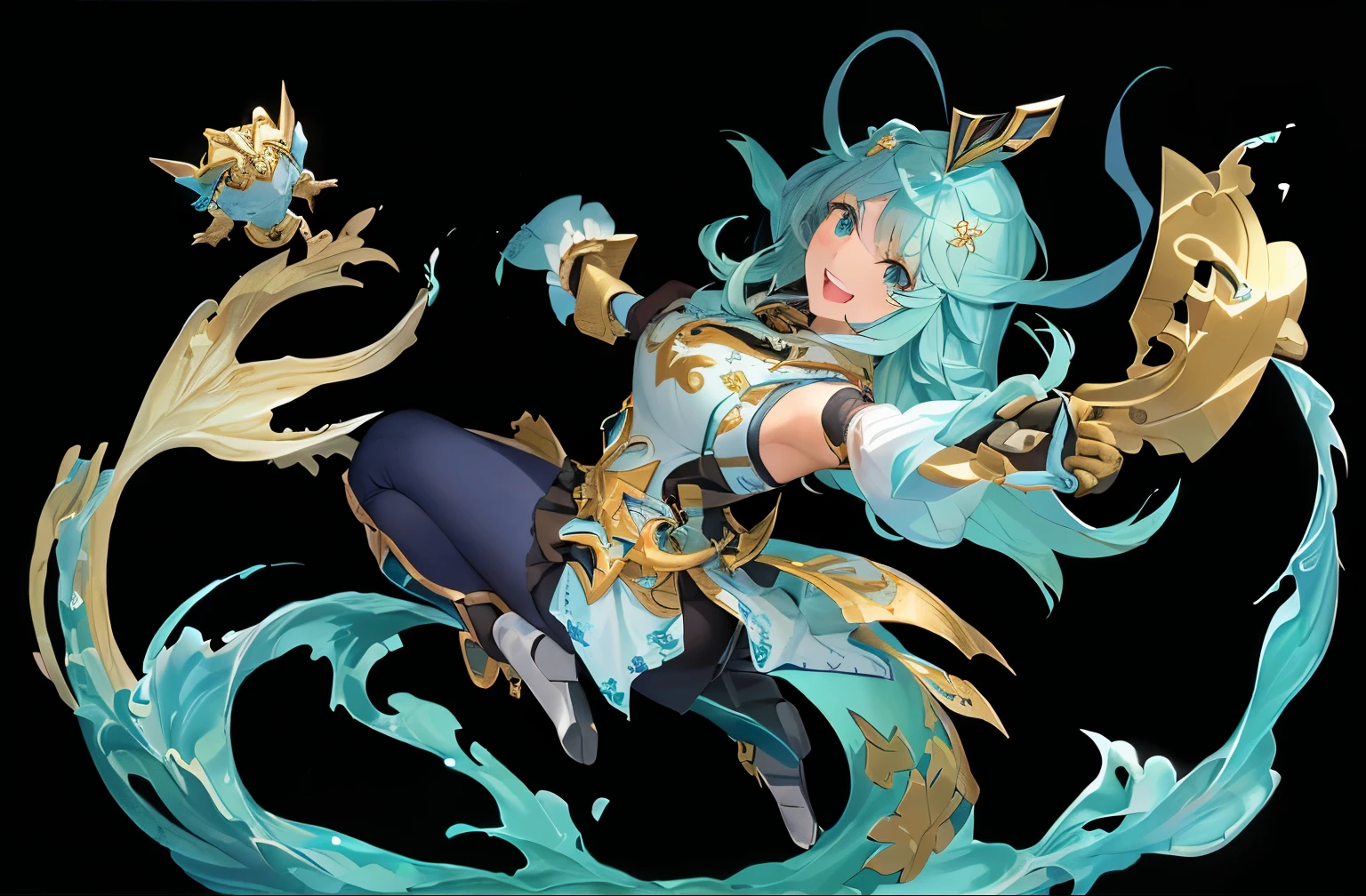 (hightquality, Beautiful CG quality, vivaciousness, Cheerful) My League of Legends protagonist Atanuki appears as the Guardian of the Stars，It's dynamic and sensual，One eye is beautiful and gorgeous，Charming，Both ears are bifurcated，Beautiful，Every detail is taken care of。