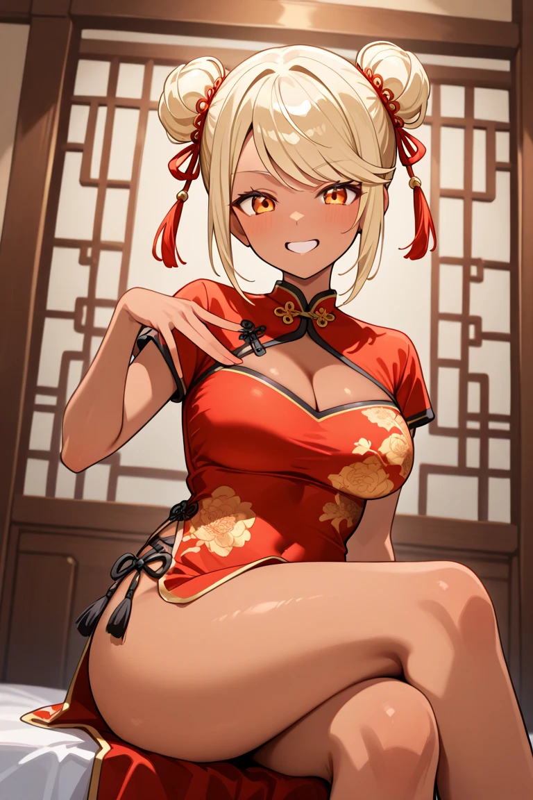((highest quality)), ((masterpiece)), (detailed), (Character Focus、breast focus,whole body), (One Girl: 1.1)、Anime 2D Rendering, Realistic young anime woman,
Five Fingers, Perfect Face, Beautiful fine details, Beautiful body, Beautiful thighs, Beautiful feet, White beautiful skin、Perfect round butt、 Big Breasts、
Blonde、(short hair)、dark red eyes、Earrings、belly button、belly buttonピアス、
((Red Bodycon:1.4)、Microsuit、Glosini pencil skirt)、(Knee-high stockings:1.4)、(Black High Heels)、 Face towards the viewer、Sexy pose、erotic、(Embarrassing、No々、blush, excited)