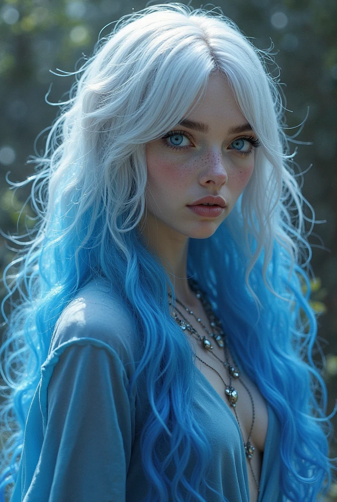 ((ultra detailed, masterpiece, absurdres))
1young girl, very big tits, freckles, frontal view, extreme white skin, light blue eyes, extreme orange bright hair, looking at viewer, portrait, in a corn field, long very curly hair, puffy nipples, blue alien markings on skin, elf ears, urban accessoires, wild girl look