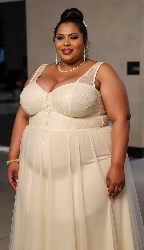 One beautiful black and irish gorgeous curvy woman, 37 years old, caramel skin, vibrant brown red hair, gorgeous facial features, vibrant red body wave hair, radiant skin, wearing a beautiful white goth lace dress and bridal veil