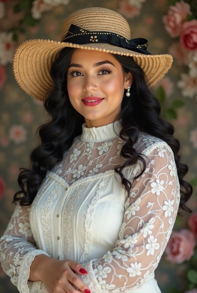 Create a hyper-realistic image of a 30-year-old Mexican woman with wavy hair, dark skin, and dark eyes. She should be smiling and wearing traditional Mexican business attire, specifically a charro dress. The background must be completely white, with no additional details or elements. There should be no scenery or anything else in the background. The only Mexican element in the image should be the woman and her clothing. The image should be 8k super realistic, detailed, and realistic. EasyNegative, (worst quality, low quality:1.4), (((deformed))), distortions in the hands, face, and other parts, more than 1 character, more than 1 backpack, (((deformed))), distortions in the hands, face, and other parts, more than 1 character.