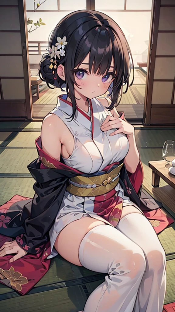 ((Chinese traditional ink image, hanfu)), drooping eyes, ((spread legs, showing off her thighs and groin, pubic hair)), (((standing and straddling to hit her crotch against the table corner for masturbation, orgasm face, open mouth))), 