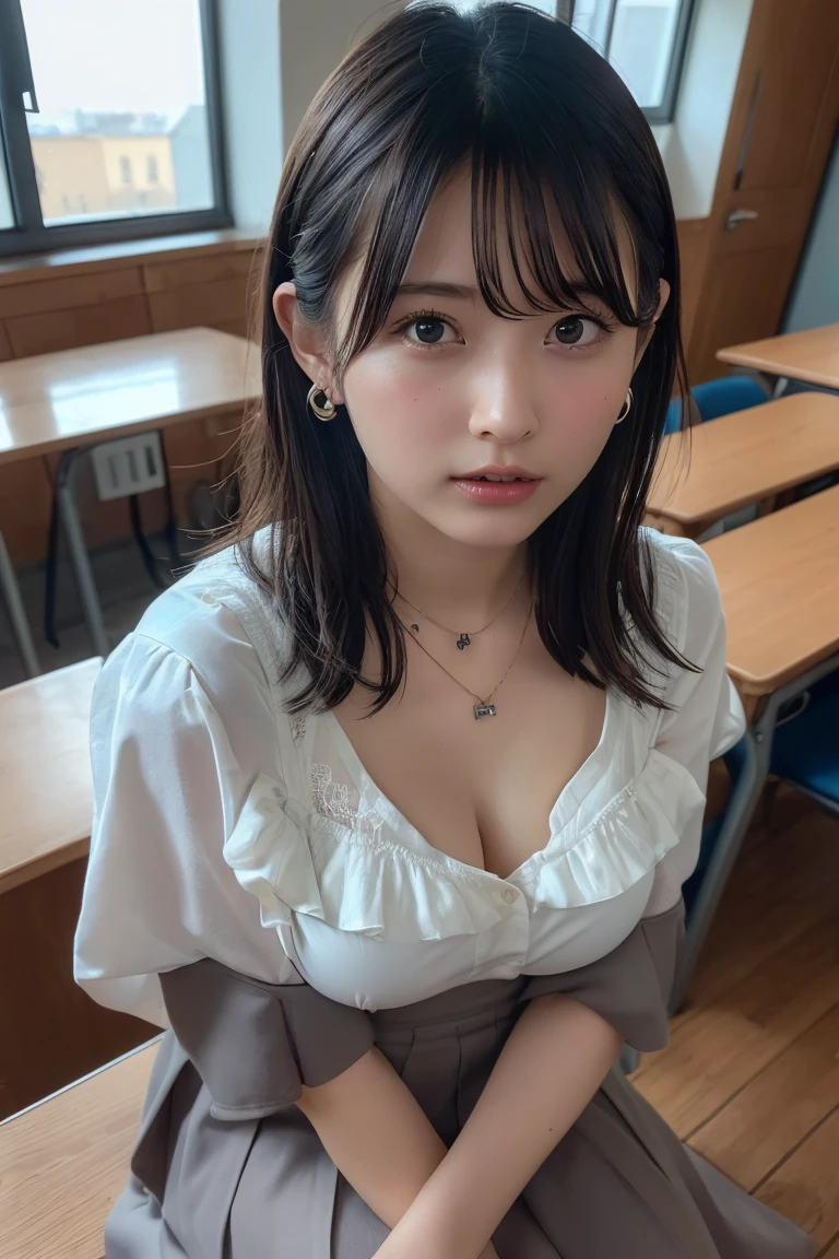topless, , upper body, Clear cute big nipples, , , (Breast milk:1.25), Straight bangs, Medium Hair、Shrine maiden, Nude, , 、Show your nipples properly from the front、Japanese high school girl like in the photo, Pale-skinned girl, , , necklace, (:1.5), , , ,, 8K, , Plain eyes、, realistic breasts, , realistic girl, beautiful girl、(kawaii junior high school student:1.4)、I am studying, Brown Hair、Cheerleader、ribbon、Smirk, アイドルステージ, Nude, Showing teeth、
