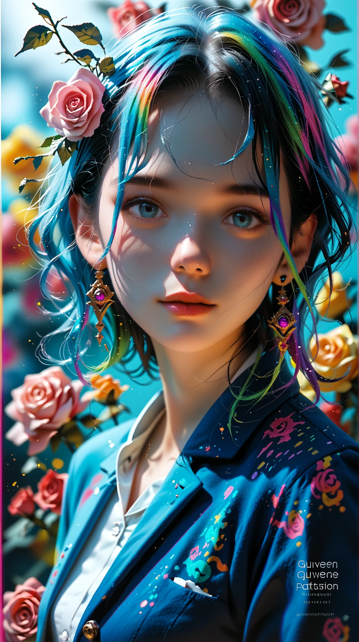 woman with agnes cecile, glowing design, pastel colors, ink drops, autumn lights