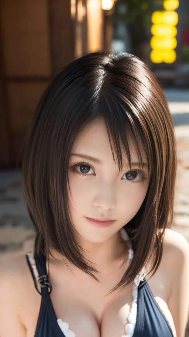 (masterpiece:1.5)、(Realistic:1.5)、(Highest quality:1.4、8k、RAW Photos)、Ultra-high resolution、19 years old、Japanese women、Cute woman:1.4、(1 girl)、slender、Medium Hair、Dark brown hair color、(Realistic depiction of eyes:1.3)、Dark brown eyes、Beautiful Eyes、double eyelid、Natural Makeup、Professional Lighting、Background blur、Perfect and dynamic composition、Sophisticated、超Realistic、Attention to detail、Realistic looking skin、Luxury hotel bedroom、Seductive pose、(Looking Down from Above:1.8), (upturned eyes :1.5)