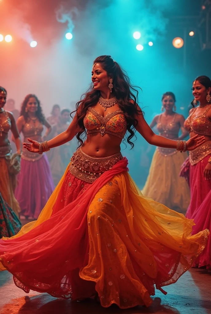 (best picture quality,4k,8k,high-definition,masterpiece:1.2),Ultra-detailed,(lifelike,lifelike,lifelike:1.37)。Indian festivals,deep cleavage, indian traditional dress, deep cleavage, paint festival,holi paint:1.37.beautiful fairy Indian girl,Colorful paint on face,Holi festival, brown eyes,exquisite gold jewelry,happy,long wavy brown hairs, hapiness,Contagious smile,Colorful indian saree costumes,colored nails,Holi paint on body,Splashes of colorful paint at events,holi celebration background,Color spray painting,Energetic movement,Dynamic and powerful abstract art,rich colors,propylene,Vivid rainbow hues,hapiness lively atmosphere,bright orange,Pink,Whimsical and dreamy,Spontaneous splashing,bold color contrast。8k