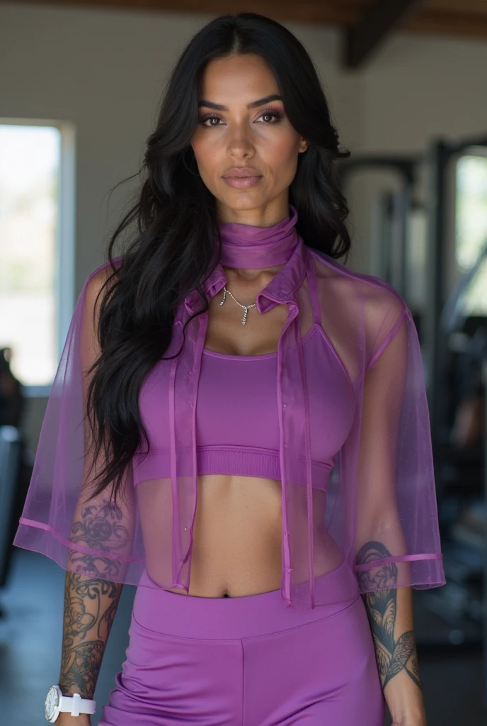 Indian gym girl posing for a photo in gym clothes , 26 years old, 8k, high quality,Super detail,detalle de masterpiece ojos marrones,beautiful face((parts:0.4),very detailed skin:1.4),detailed lips, Whole body, negro,medium jet negro hair, smile like a heavenly angel, (light smile:0.2), textured body, cutest belly , medium soft and firm, perfect round ass,small nails,her lips are like beautiful rose flowers , Alone,Model ,shadow, blush,in love, Detailed natural skin texture, seductive look, detailed lighting, shallow depth of field, DR, (masterpiece:1.2),(CGI art:1.3),(realist:1.5),(post processing:1.3),(sharp focus:1.3),8k, ((gym clothes)), ((view from above)),(detailed face:1.2), (detalle de shadows altas:1.2) ,(illustration:1.2), ((HdR)), Gym clothes，very beautiful female figure，，pure desire，gym background，rose，
