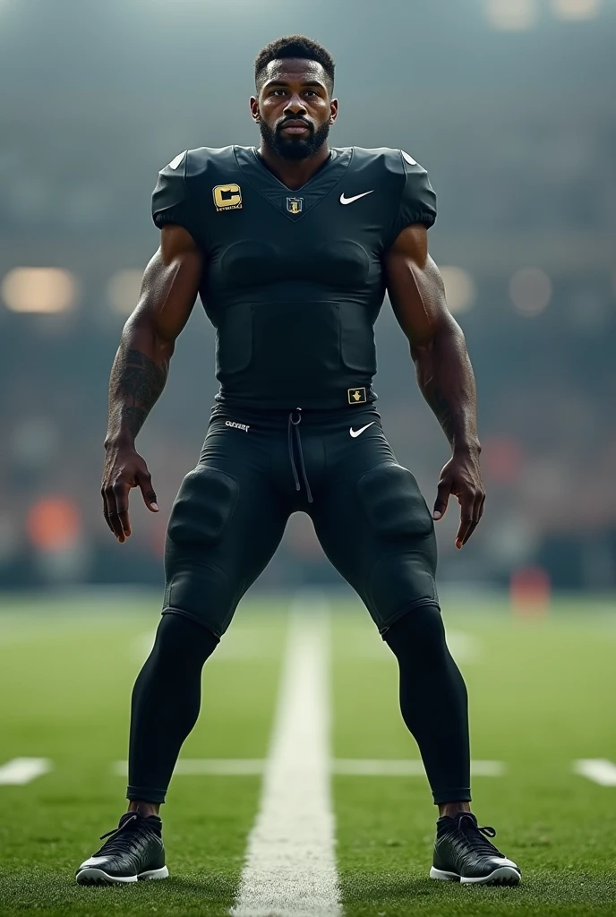Full black football uniform with minimalist gold details
