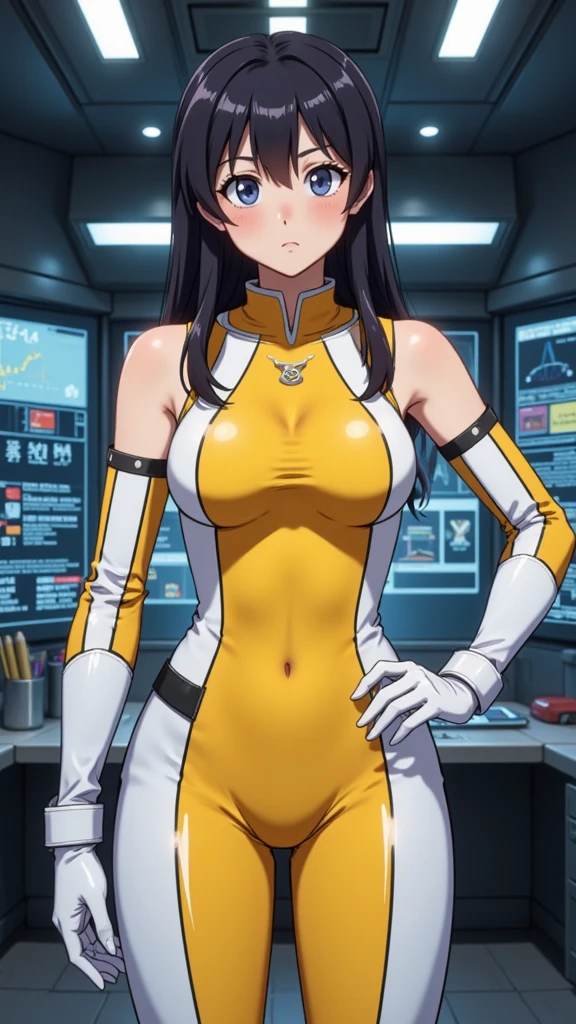 cecile croomy, (cowboy shot:1.2),
short hair, blush, grey eyes, 1girl, cockpit, dutch angle, gloves, long sleeves, ((yellow) pilot suit), bodysuit, solo,
(masterpiece, best quality, ultra-detailed), (realistic:1.2), (beautiful detailed face, beautiful detailed eyes, volumetric lighting),
mksks style, beautiful background, (beautiful outdoors, holographic interface, chromatic aberration),