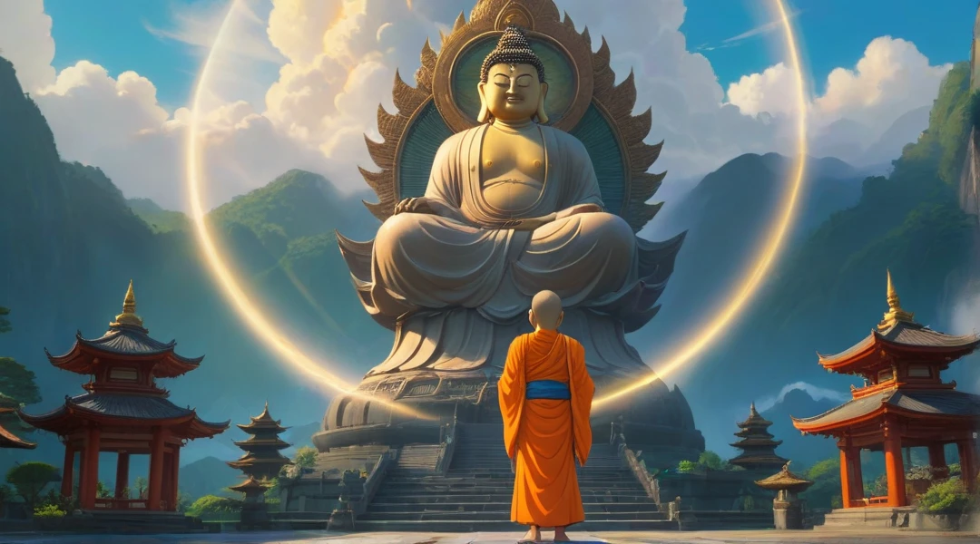 Standing a monk，身披袈裟，Voldemort wand in hand，Majesty，The mana is boundless，Repression of everything，Peaceful，Majesty