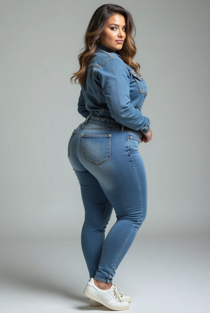 5 feet 3 inch hot Muslim women show her big  and wearing jeans and high heels and her figure size 34-30-34
