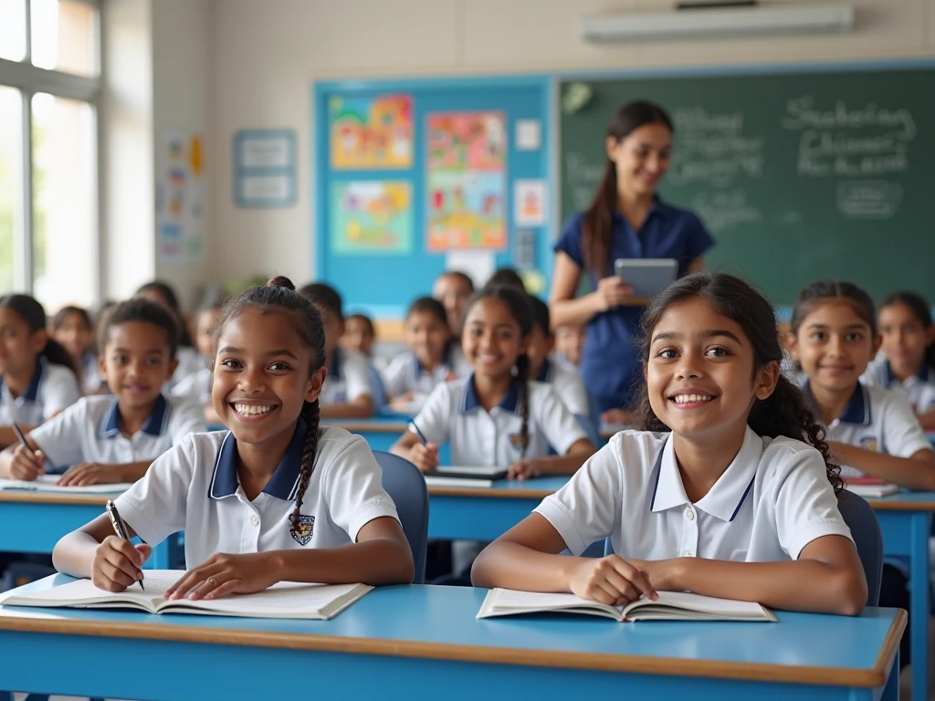 Girls and boys sit close to each other in the classroom.