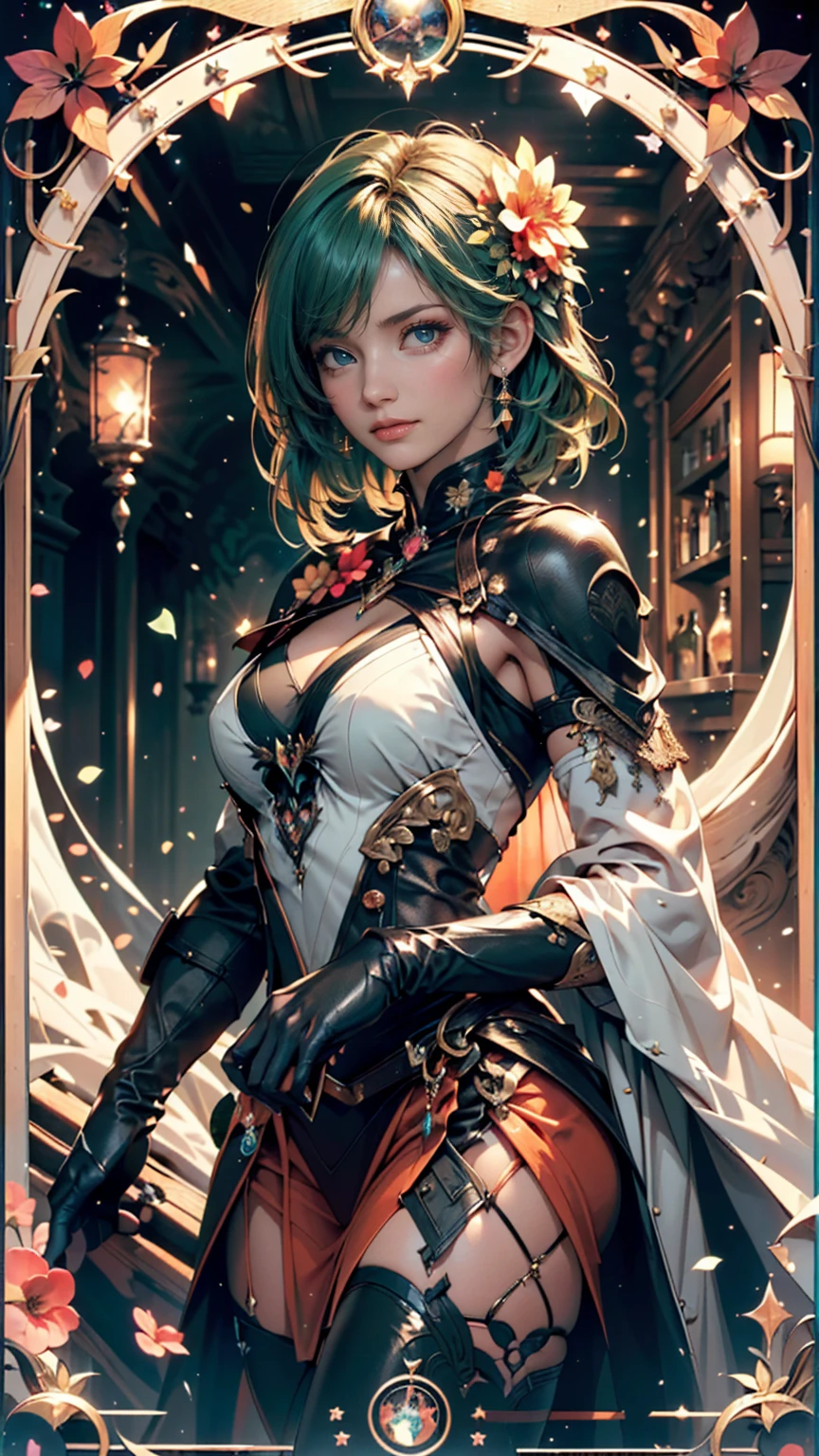 (Masterpiece:1.2), best quality,80s anime, 1 elf, green hair, fluffy hair, nature, elegant dress with leaves and flowers in its design,blood red eyes, clothing in pastel colors, the world is cute and fairy-tale like, intricate, super detailed, majestic background, adventurous ethereal, (Cinematic masterpiece), absolutely eye-catching, ((caustic)), dynamic angle ,beautiful (detailed glow), (Intricate Detailed Cinematic Scenery Behind:1.2),ambient occlusion, (ambient moonlight), ray-traced reflections, intricately detailed visible background , (glowing spacesuit), Terrifying, (bioluminescent vegetation:1.2), terror, uneasy, futuristic, horrifying, (hologram heads up display), (Exquisite large comet)