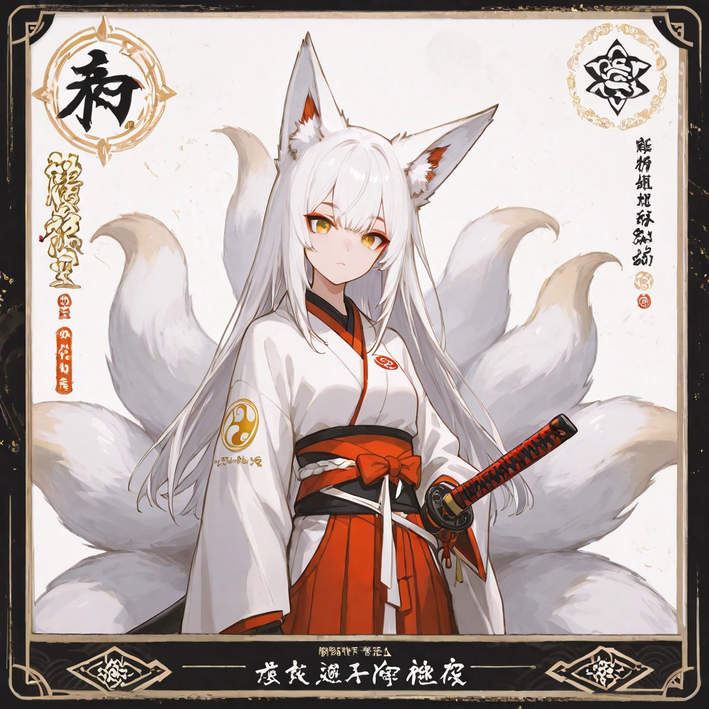 (High quality, ultra-detailed Chinese traditional ink painting, adult male, long white hair, tear mole, white Hanfu, fox ears: 1.2), panoramic perspective, high resolution, creating a deep sense of history.