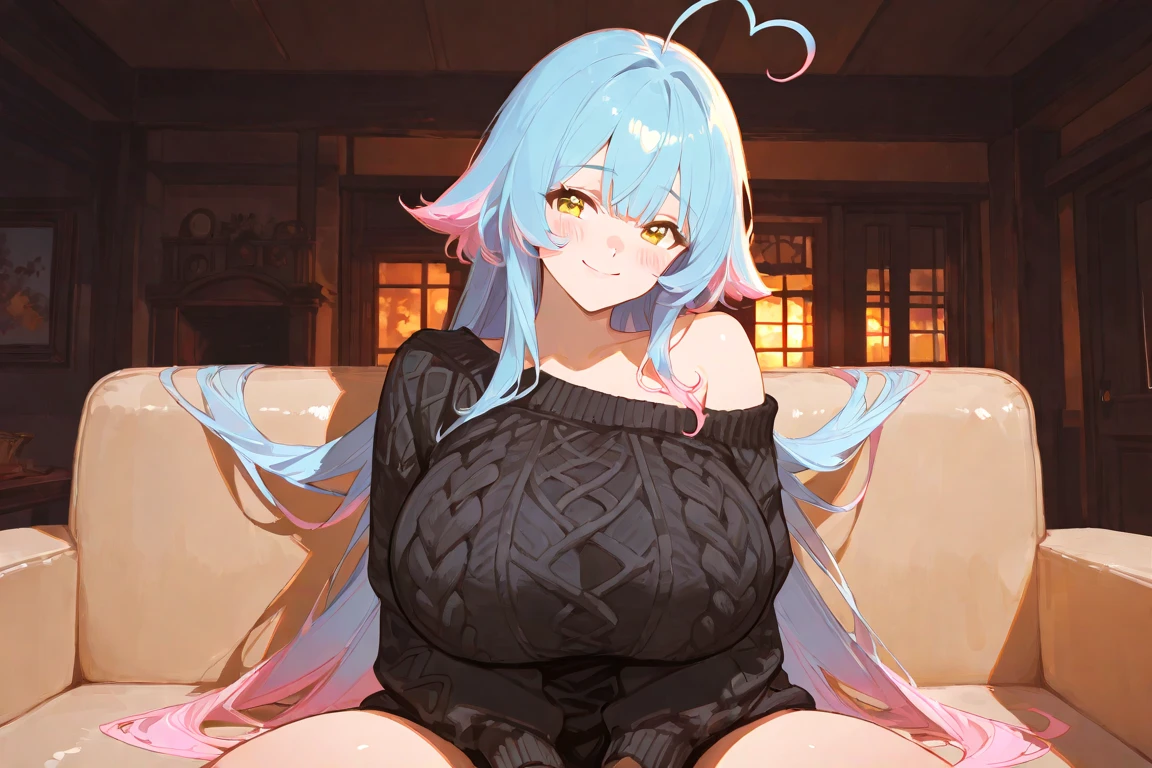 Second Dimension、Adult women、stand、Very large breasts、valley、Large around the waist、Pink hoodie、Midriff、Chubby、fat、Plump、Fat、Large belly circumference、Fat belly、belly button、Big Ass、Thick thighs、front、clavicle、Put your hands on the breasts、Shorts、Sweat、Open your mouth、smile、Green Eyes、Float your heart、lure、Long Hair、Light blue hair、Sigh、Dark Room、Stand lamp