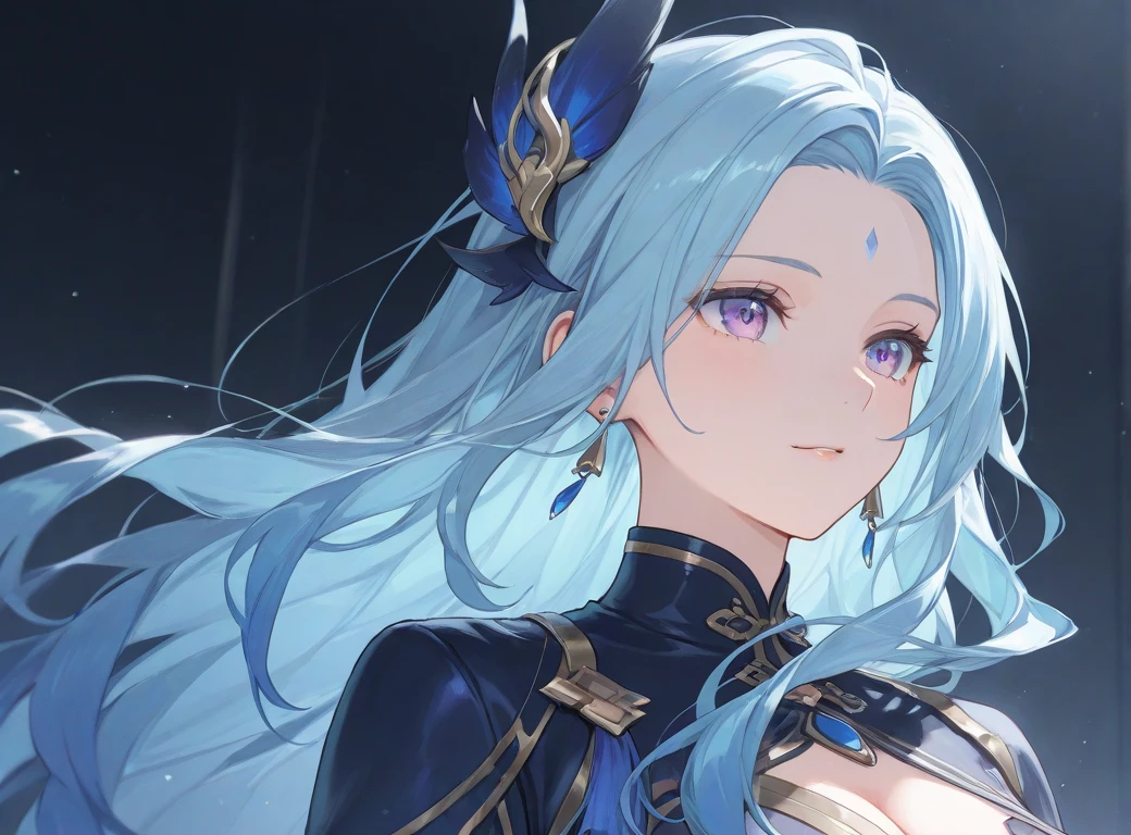 1 girl, Beautiful elf lady, begie blue Long straight hair, upturn elf pointy ears, sexy figure, charming cleavage, very beautiful face, detailed face, delicate eyes, detailed pupil, beautiful and delicate lips, pale skin, Serious, arrogant, absurd, gorgeous detailed dress, royalties, celebration, elegant, Noble, Bare shoulders, small crystal earrings, hand drawn animation, high detailed, palace banquet hall, symmetrical clothes, best quality, masterpiece, Fair,