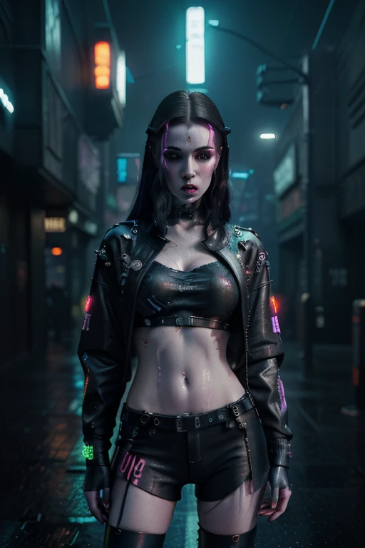 RogueCyber, 1girl, black hair, solo, choker, cropped jacket, jacket, covered navel, realistic, long hair, cyberpunk, pants, jewelry, looking at viewer, crop top, science fiction, lips, midriff
masterpiece, best quality,
<lora:add_detail:0.7>,<lora:epi_noiseoffset2:1>, <lora:RogueCyber:0.7>