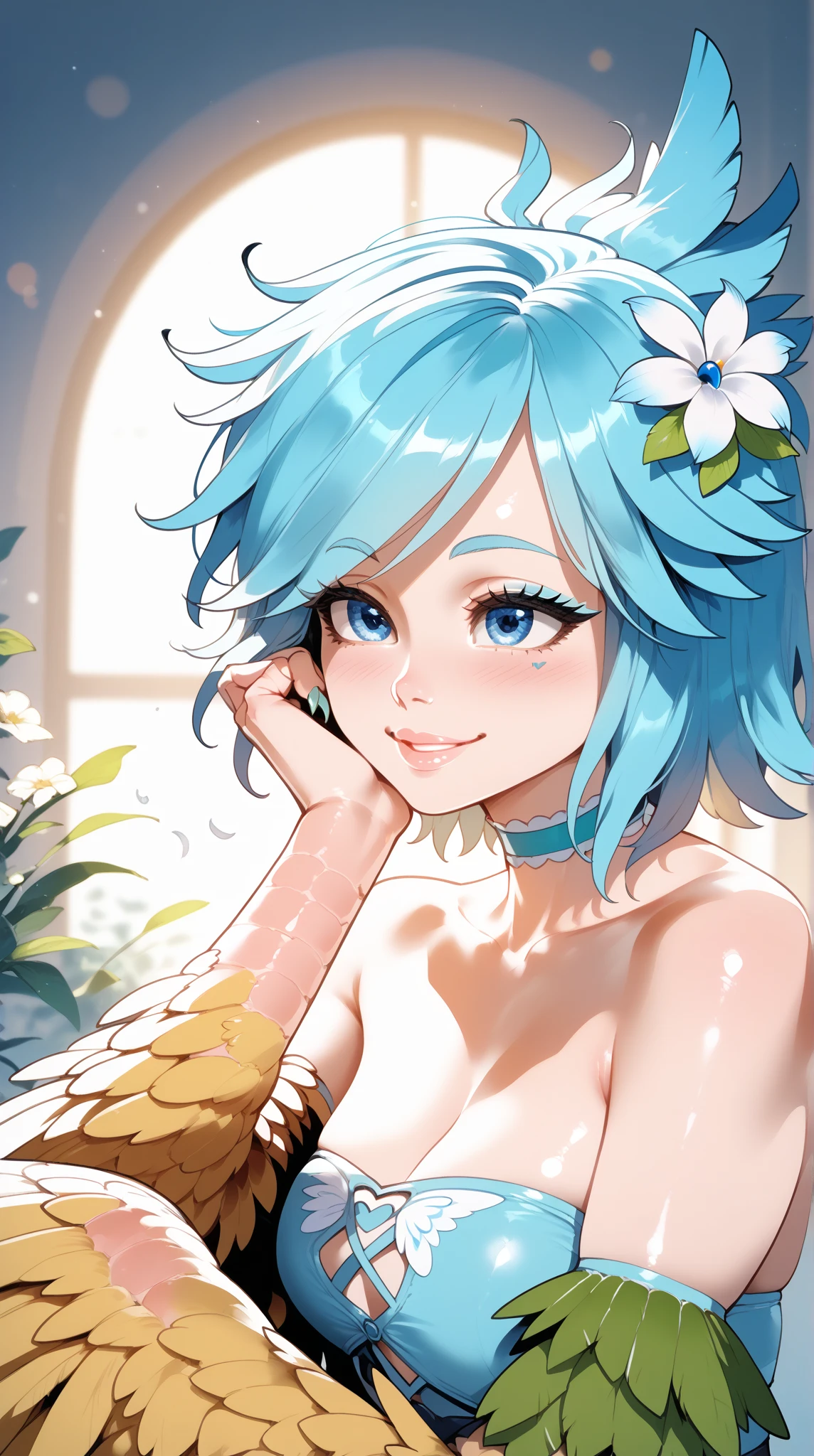 (masterpiece:1.3), (best quality:1.3), high resolution, 


couboy shot, 
leaning forward, body facing forward, 

(one cute girl:1.3), solo, 
white skin, small Breast, eight-headed person, 
light blue hair, (bobbed hair:1.2), (short hair:1.1), (blunt bangs:1.2), beautiful hair, blue eyes, beautiful detailed eyes, 

open mouth, heart, cheerful smile, 

chinese clothes, miniskirt, earrings, 

flower garden, (white background:1.2), simple background, 

shadowlighting,