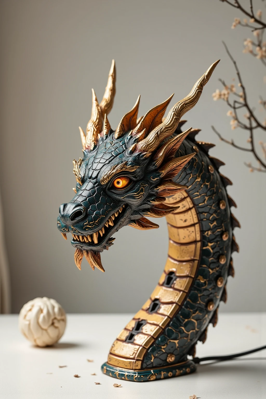 for me an assemblage sculpture about the proverbial worm wants to become a dragon in the form of a realistic picture
