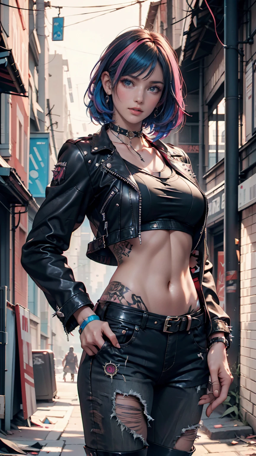 ((Best Quality)), ((Masterpiece)), ((Realistic)) and ultra-detailed photography of a 1nerdy girl with goth and neon colors. She has ((turquoise hair)), wears a (tech-wear top) and a (black thong, black g string) , ((beautiful and aesthetic)), muscular abs, sexy, under-boobs, hot (by Thomas Benjamin Kennington), ( by Pixelsketcher), (by Bayard Wu)