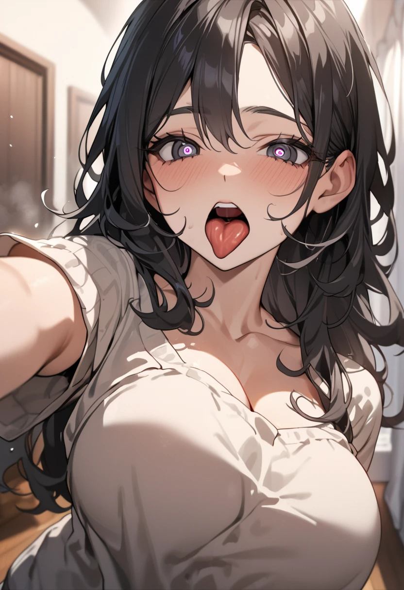 Great work super high quality super high quality 16 year old girl is licking in bedroom with friends Ahoge super beautiful hair super beautiful eyes super beautiful face perfect composition happy smile two girls blush naked NSFW is licking him tongue, overflowing copious drool Nipples Semen on the tongue, eyes closed, long bangs, visible through cleavage
