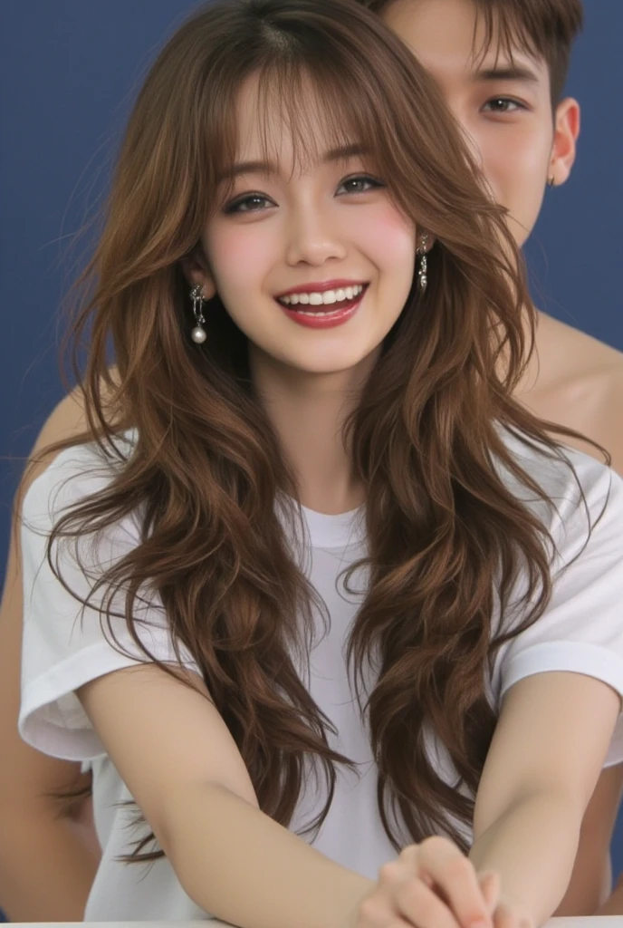 (8K portrait:1.1、RAW photo), (top quality, masterpiece:1.2)、(Ultra - High resolution:1.2)、(portrait, High resolution raw color photos, Photo session with professional photo models)、super resolution、(realistic, real photos: 1.1、ortolate)、1 person、Super detailed, very detailed and beautiful, very detailed, amazing details、cute beautiful woman with perfect body: 1.4、slim big: 1.2、shiny skin、glossy lips、High-definition face and skin texture、detailed eye、double eyelid、(5 hands:1.1、human hand)、very detailed and focused chest、(Angle from the thigh up:1.2)、((Light brown hair color、length、curl hair)), ((Chest H cup:1.2, A chest that is about to burst:1.2))、(High definition breasts、happy expression), (Full body Esbian、angle from a distance)、(((sluty school girl uniform, jewelry, parted lips, lips, from side, pleated skirt:1.5)),、((outside the house:1.2、european cityscape:1.2、Big Christmas Tree、Christmas))、((it's snowing、snow piles up))、((standing))、(((stand with good posture:1.1)))、((look down at the viewer,from below:1.5)),((shy smile:1.3)),((Super long brown hair:1.2))((Hair with loose waves inside:1.2)),((gold necklace_Large earrings:1.2)),((Facing forward:1.5)),