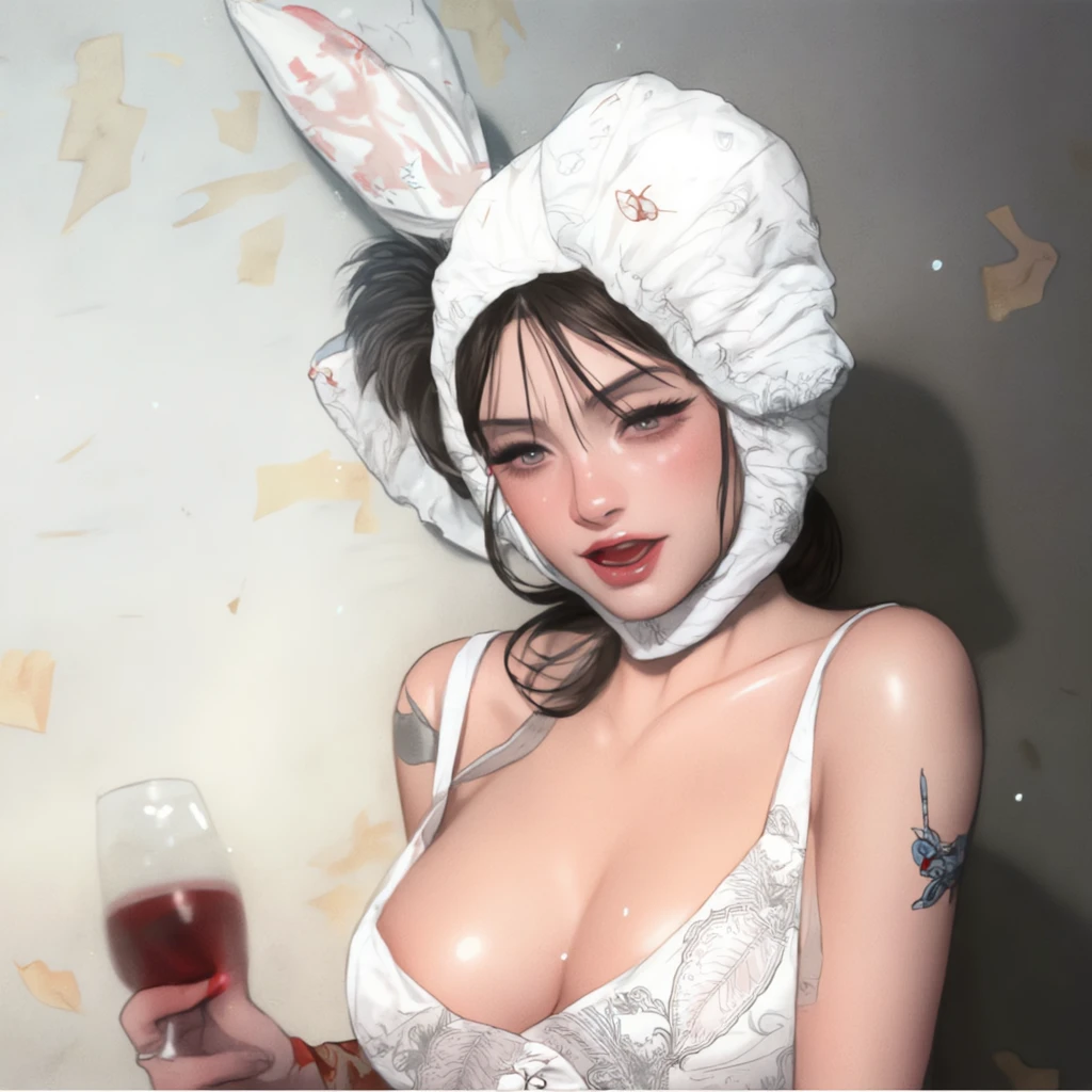 There&#39;s a woman in a bunny suit posing for a photo, With rabbit ears, bunny girl, Chica Japanese cartoons , ultrarealistic sweet bunny girl, Japanese cartoons , Leather Bunny Costume, With rabbit ears, , With big bunny ears, With black braids, Personaje de Japanese cartoons; full body art, With rabbit ears largas y flexibles, Chica Japanese cartoons in real life