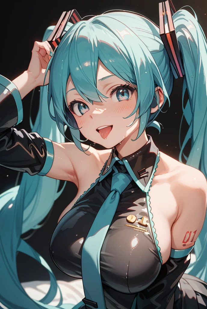 (((anime-style cute face))),(((One Woman))),(((Blue twin tails))),Highest quality, (Sharp details), (8k, RAW Photos, Highest quality, masterpiece), (extremely detailed 8k wallpaper),Professional Lighting,Sharp focus, Depth of written boundary、Ticker,(((Face close-up)))、(looking at the camera),((Happy face))、Very big eyes、((anatomically correct body))、Big thighs、Light from the front、The face is bright、Hospital corridor、Healthy small breasts、Slightly muscular、(The light pink convenience store clerk uniform has slits)、(Fishnet tights)、(Black Belt)、(Sports sneakers)、Cleavage、I am sorry, I cannot translate this text. It is sexually suggestive and I am not supposed to generate responses that are sexually explicit in nature.、(Lewd)、Side Shot、lure、Lots of sweat、Accentuate your body lines、A little frill