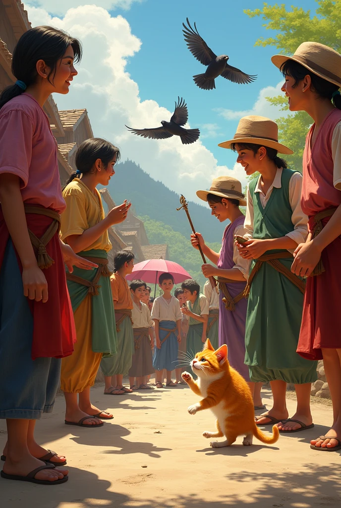bohoai (happy boys and girls) playing with dogs