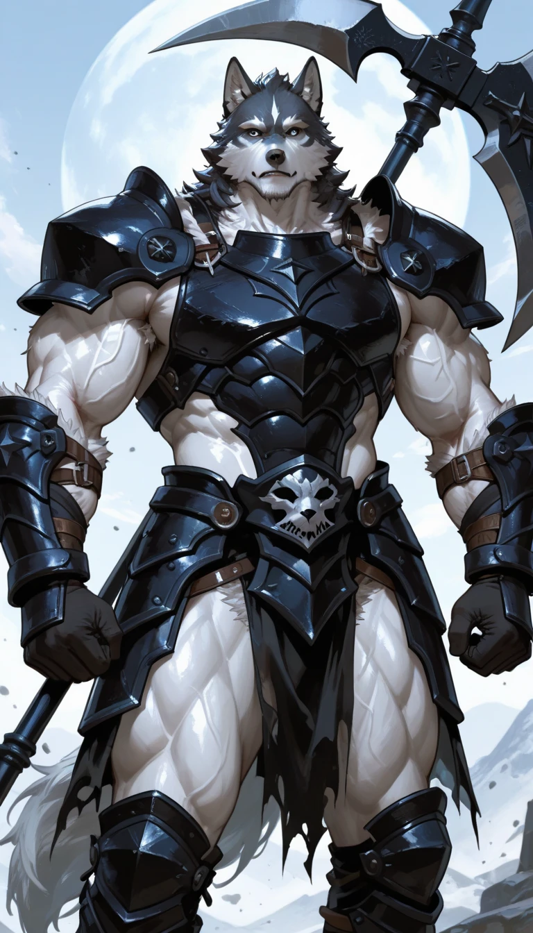 Solo Sexy young anthro furry wolf male mercenary medieval solider, slim endomorph muscular, anthro handsome gay shorter muzzle, handsome gay model male apperance, sword scars, worn out leather skimpy armament, low on hips heavy leather belt, old very worn out skimpy dirty linen material jockstrap, old yellow dirty worn out stains on white sawn jockstrap, very visible "x" brown seam pattern on the jockstrap, studded skimpy armlets breastplate armor, skimpy breastplate, leather bondages, fingerless leather gloves, smelly unwashed furr, dirty body look, desert battlefield, standing in sexy fighting position, close view of full character, blooded furr, blooded sword