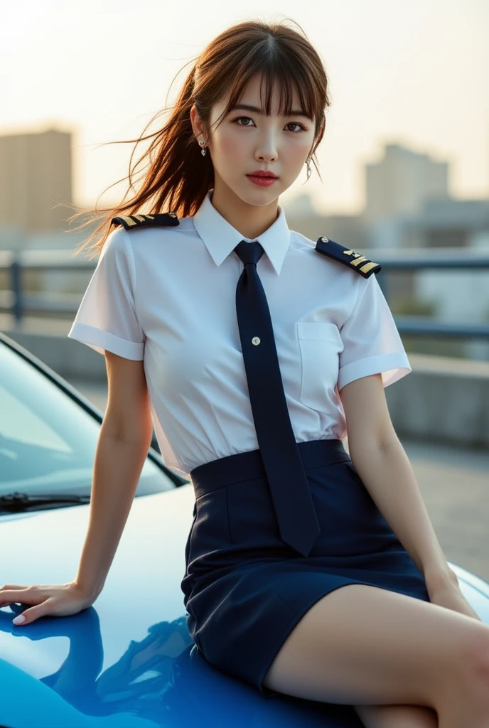 (masterpiece:1.2),(8K high resolution), (highest quality), (RAW image quality), (realistic), (realistic:1.37),long eyelashes,(Live-action realistic style),realistic light and shadow,clear facial features,,Fair skin,best portrait, 1-Girl,highly detailed skin,(Beautiful face with double eyelids), (realism: 1.4),((full body image)) ,delicate and beautiful face,,woman around 25 years old,(beautiful face 1.4),straight hair length,,(lipstick,beautiful earrings),((Taken at the airport)),(stewardess uniform,)),(Stewardess in uniform),,(3/4 length),Shoot head-on,,Close-range shooting,((sitting inside the airport,Show your panties)),,(((Look at the audience and smile),、((Wearing a stewardess uniform)),(smile without opening your mouth),(Sit with your legs open),((Sit in front of the viewer)),sit with legs apart,Sit with your legs apart in front of the viewer,You can see the white panties,Open your legs to show your crotch,(sit with legs wide apart),Please show your crotch to the viewer