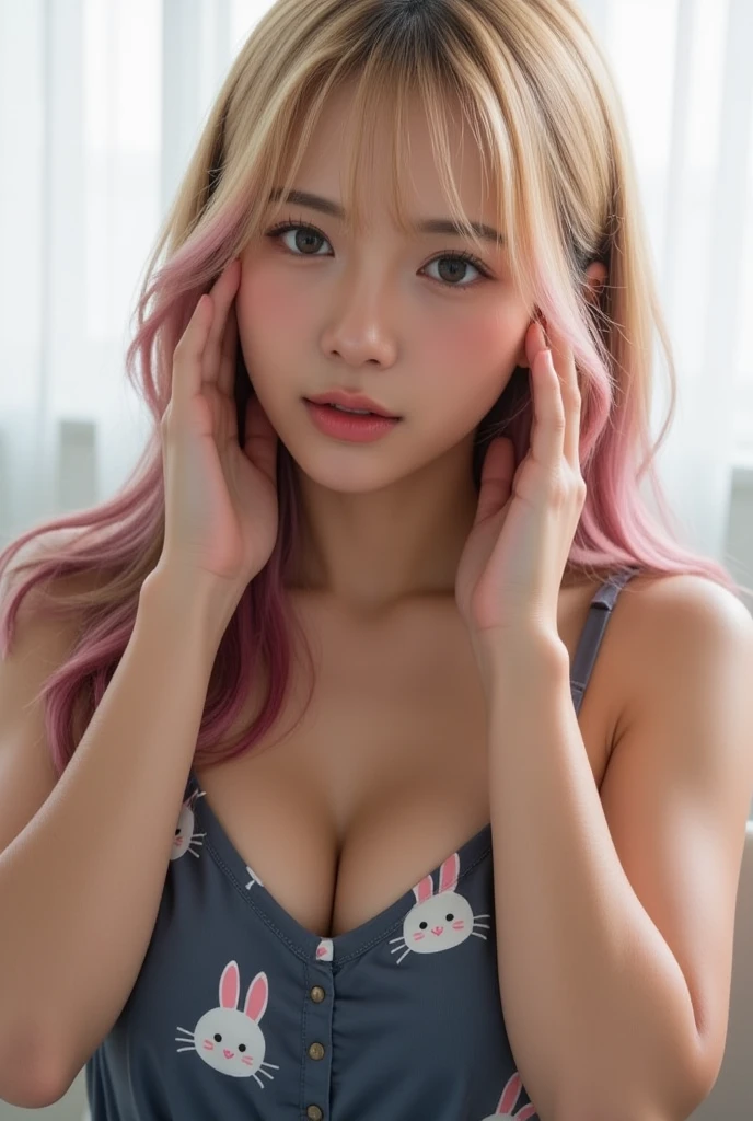 ((STRADDLING)), ((CHUBBY:1.4)), ((HAPPY SMILE)), ((SUSPENDER)), (Wearing Bra Lingerie), (((PINK GLAM ROCK HAIRSTYLE))), masutepiece, High quality, UHD 32K, Realistic face, Realistic skin feeling , A Malay Lady, 68 years old, , Very cute and baby-like face, (((FLAT CHEST))), (MATRIX WORLD), ((look In front at the camera and SADNESS)), ((())), (((CUTE GIRL))), ((RED LIPS)), (undress). ((WEARING BRA LINGERIE)), ((heavy breasts)), ((Saggy Boobs)), ((HEAVY BREASTS)), ((HEAVY SAGGY BOOBS)), FAT CHUBBY FATTY
