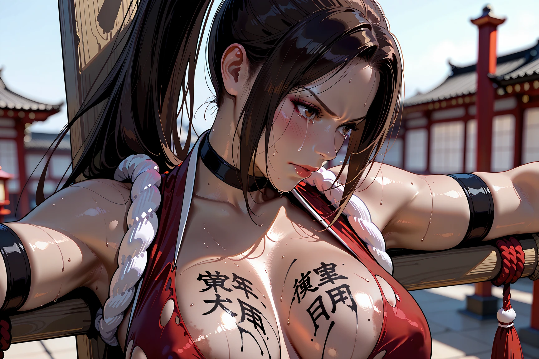 ((masterpiece)), ((highest quality)), (Super detailed), ((cute)), cute, (Lovely), ((sexy)), (device), ((very detailed)), 4k, (8K), highest quality, (beautiful), anime style, genuineistic, genuine, dynamic angle, look up from below, whole body concentration, in the tentacle pit, daytime, a cute girl, ((hancock1, 1girl, boa hancock, earrings, large breasts, cleavage, long hair, epaulettes, cape, crop top, long sleeves, side slit)), (ahegao, blush, sweat, open mouth, rolling eyes, tears, tongue out:1.5), (spread legs), gigantic breasts, (tentacle bound wrists, tentacle bound arms, tentacle bound legs, tentacles, tentacles sex, vaginal:1.5), (cum on body, bukkake, excessive cum, cum overflow:1.5), shiny, shine