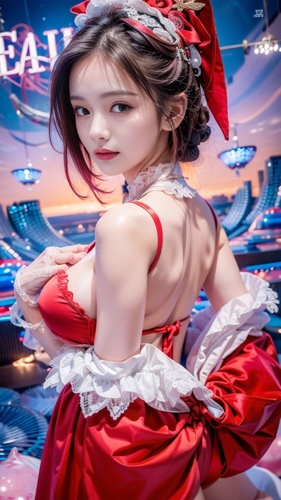 ((perfect girl photo))), ((Extremely long curl image quality, tmasterpiece, 超高分辨率, (Fidelity:1.4), photore, (((1 girl))) Desolate, darkly, 电影灯光, Web clothing,(((Extra large overhang))), ((Perfect and distinct facial features)), ((sporty attire)), (((Dynamic lens))), ((perfect body figure)), ((Award-winning hyper-realistic photos)), Pastel textured colored background, Colorful, a vibrant one,Busty woman