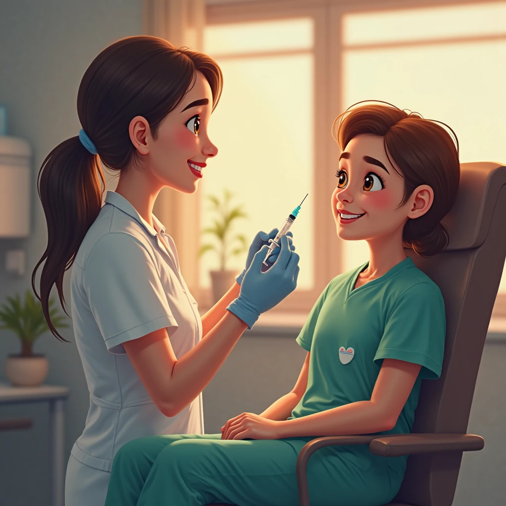person at the doctor's office being cured of their illnesses