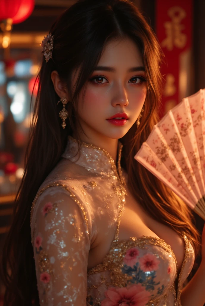 (high resolution、high quality、High resolution、detailed、8k、masterpiece）、超A high resolution、(Photorealistic:1.3)、RAW Photos、((Ultra-Realistic Details))、Portrait、Global Illumination、Shadow、Octane Rendering、8k、Super sharp、Beautiful breasts、Beautiful Eyes、非常に複雑なdetailed、Realistic Light、CGSoation Trend、ネオンのdetailed、The light is gentle、woman１people、Alluring、Oiran、超美people、A beauty that everyone falls in love with、Sitting in a place overlooking Yoshiwara at night、The light of the red lanterns is sparkling、Japanese Landscape、Edo Period、hairdresser、Dignified、Intellectual、Princess