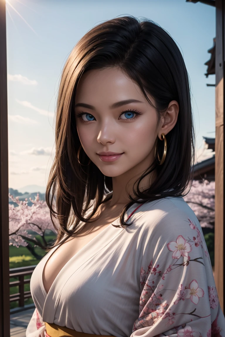 8K,Japanese woman watching the sunset,Super Beauty(Like the real thing),Gorgeous,Middle-aged women,Mountain Observatory,Portraiture, The perfect angle、Professional quality high resolution、Perfect contrast、Perfect lighting、Perfect composition、Perfect Skin、Perfect Fingers、Perfect breasts、Perfect Hair、Perfect Face、Realistic facial features、masterpiece,masterpiece,Photorealistic RAW photos,Bright colors,Rich colors,50mm lens,Nikon D850,super highest quality,Slim figure,Perfect body line,Perfect hand shape,Anatomical body balance,Highly detailed face,Highly detailed eyes,Beautiful Lips,Excellent light particles,Cinema Lighting,Outdoor clothing,Makeup,Outdoor attire,smile,