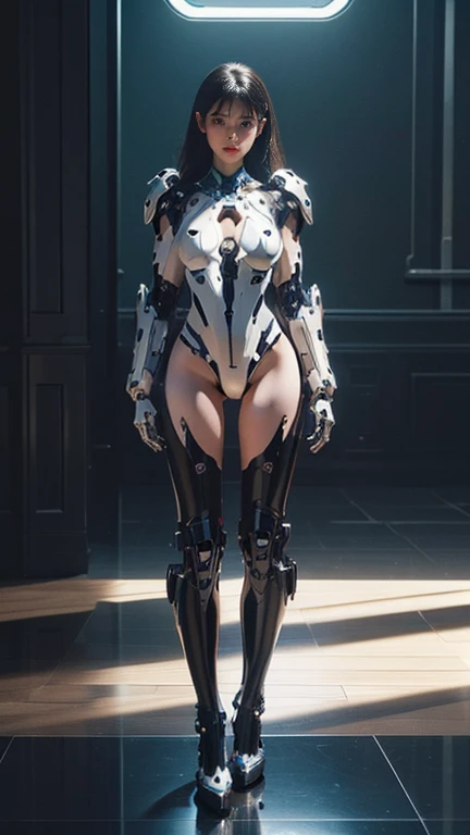 A beauty girl with white hair, (REALISTIC:1.2), (PHOENIX GOLD HELM:1.1), (BIG BUTTOCKS, HUGE FAKE BREAST:1.5), (CLEAVAGE:1.5), (BARE MUSCLE ABS:1.3), (MECHA GUARD ARMS:1.1), (RED SHINY FUTURISTIC MECHA BREASTPLATE, BLACK MECHA SKINTIGHT SUIT PANTS, MECHA GUARD ARMOR LEGS, HIGH HEELS:1.5), (MUSCULAR BODY, SWEATY SKIN, SEXY LONG LEGS:1.1), (LOOKING AT VIEWER:1.3), (female focus:0.9), (WALKING HALLWAY OF FUTURISTIC SPACE STATION:1), (BRIGHT LIGHT WHITE_ROOM:1.3), HYPER TEXTURE, 4X MSAA, UNREAL ENGINE RENDER, PHYSICALLY-BASED RENDERING, ULTRA HIGHT DEFINITION, 16K, 1080P.
