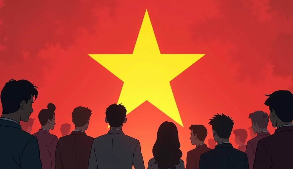 1 anime picture of 10 genius people wearing Vietnam flag masks